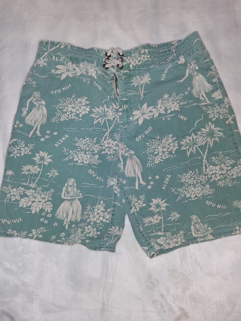 Polo by Ralph Lauren Teal Hawaiian Print Swim Shorts - Size M